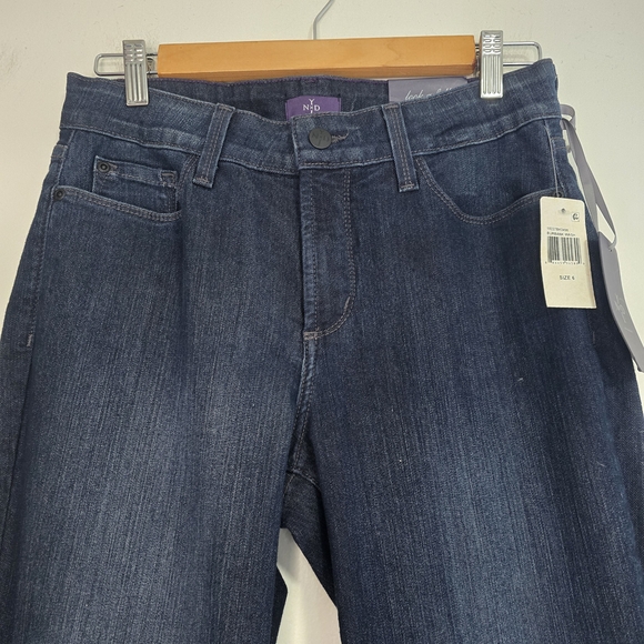 NYDJ Straight Leg Burbank Wash Blue Jeans Embrodered Beaded Pockets - Picture 4 of 13